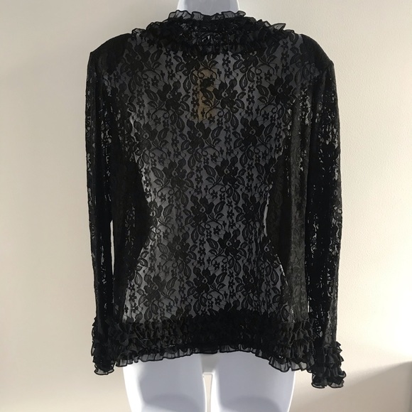 Red Coral Black Floral Lace Cardigan Sweater - Picture 10 of 15